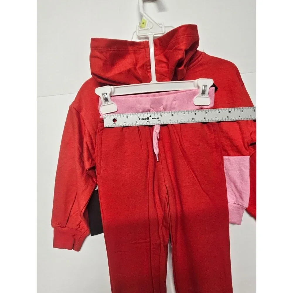 DKNY Girls Size 4, 2 Piece Outfit, Riot Red/Pink Real Love Jogger Set Track Suit
